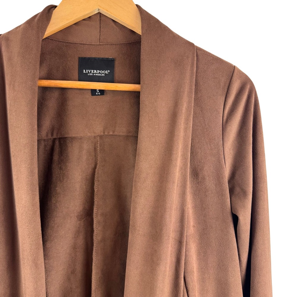 Liverpool Faux Suede Jacket Women S Brogue Brown Draped Open Front LM1611SU